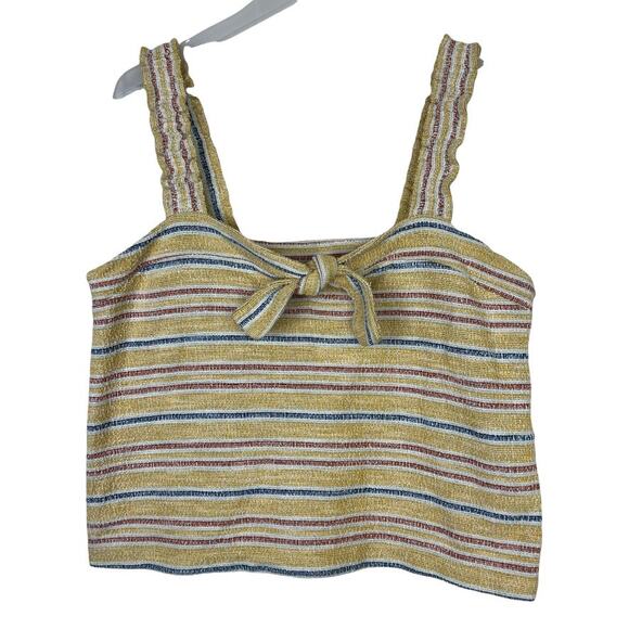 Madewell Texture & Thread Striped Tie Front Tank Size Large - Picture 2 of 14
